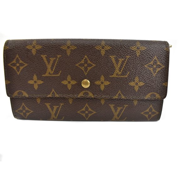 Louis Vuitton Handbags - LOUIS VUITTON "Sarah": Brown, "LV" Logo & Leather Long Wallet (xi)